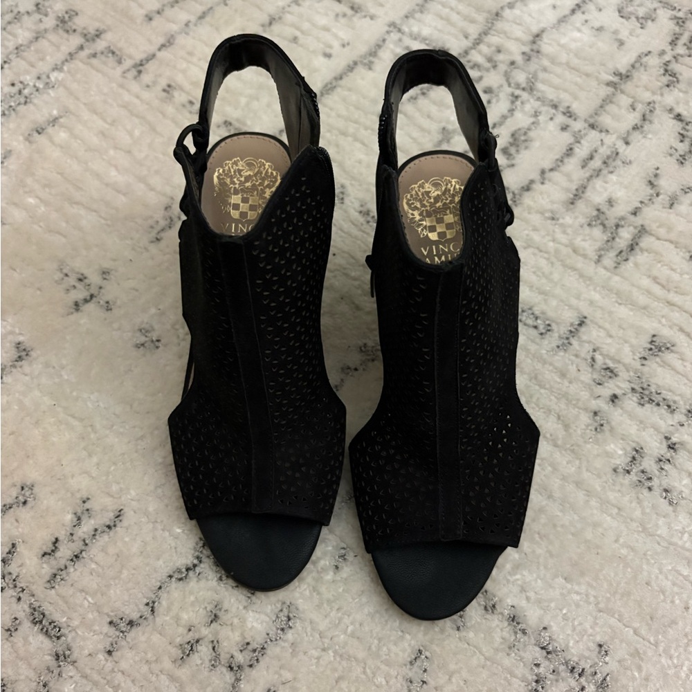Vince Camuto Black Peep-Toe Heels